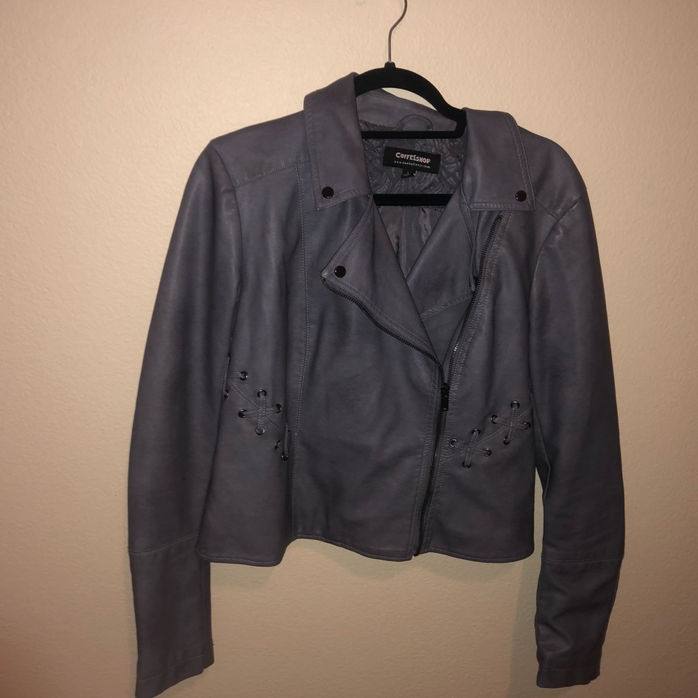 Purple faux leather jacket